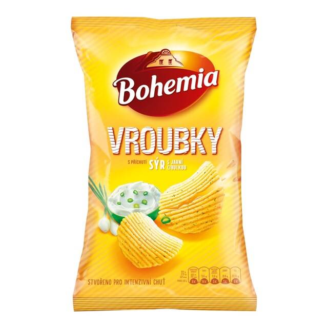 Bohemia Chips Vroubky Sýr a Jarní Cibulka 130g