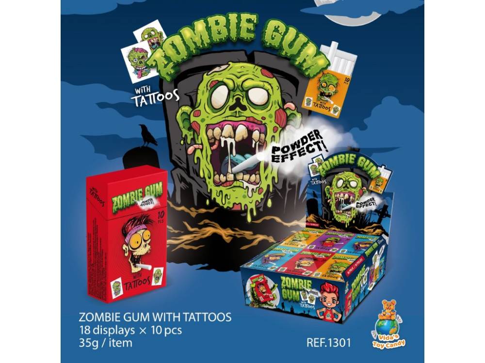 Bubble Gum Stick Zombie 18x35g