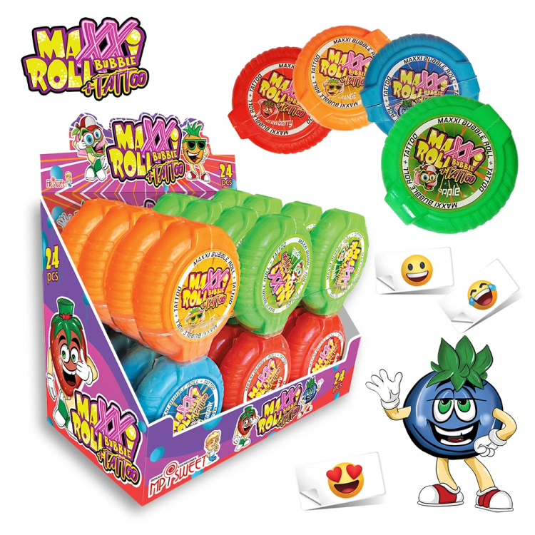 Crazy Roll Bubble Gum Maxxi Tattoo 24x40g