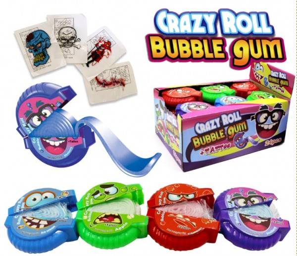 Crazy Roll Bubble Gum Tattoo 24x15g