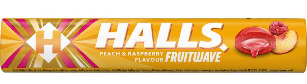 Halls Fruitwave Peach Raspberry 45g