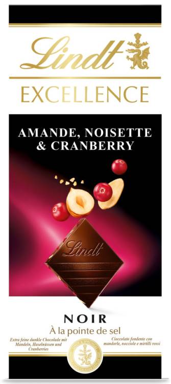 Lindt Excellence Cranberry Almond & Hazelnut 100g
