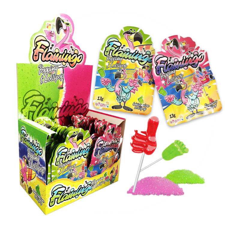 Lízátko Flamingo Popping Powder 36x13g