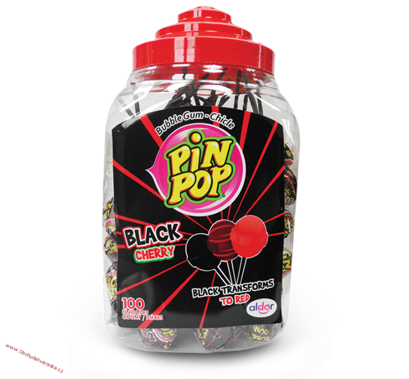 Lízátko Pin Pop Black Cherry 100x18g