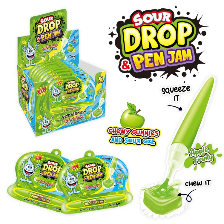 Sour Drop & Pen Jam Apple 12x55g