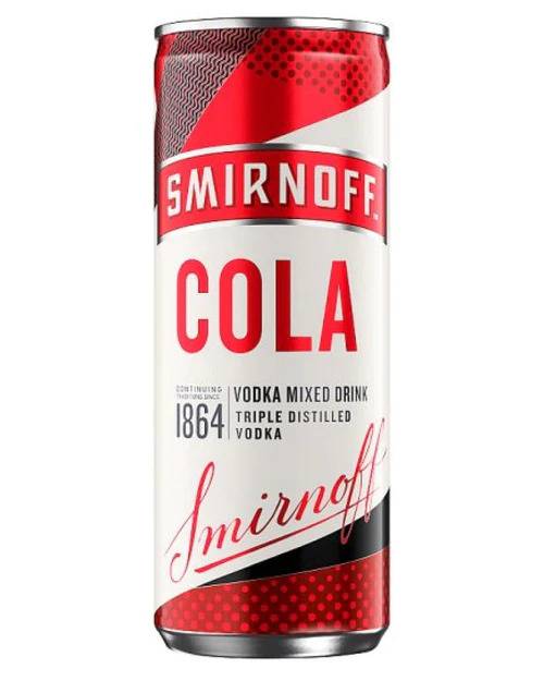 Vodka Smirnoff Cola 5% PLECH 0,25l