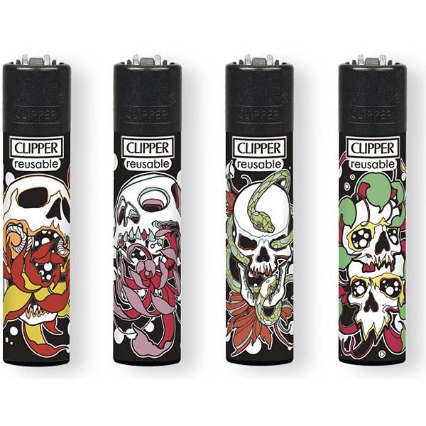 Zapalovač Clipper Skulls N Flowers 24ks